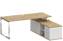 Стол руководителя на металлокаркасе с опорной греденцией (правый)
