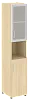 Офисный шкаф узкий комбинир. со стеклом в раме + открытая полка, Л/ПР