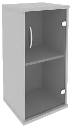 Офисный шкаф узкий низкий со стеклом, Л/Пр.