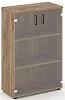 Офисный шкаф средний широкий (2 низких фасада стекло, задняя стенка ЛДСП