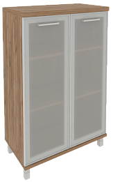 Офисный шкаф для документов средний, широкий со стеклом в раме