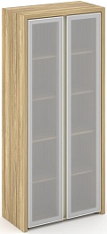 Офисный шкаф высокий широкий (2 высоких фасада стекло сатин в раме)