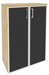 Офисный шкаф средний широкий с чёрным стеклом в раме