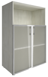 Офисный шкаф средний полузакрытый двери стекло в раме