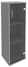 Офисный шкаф узкий средний со стеклом, Л/Пр.